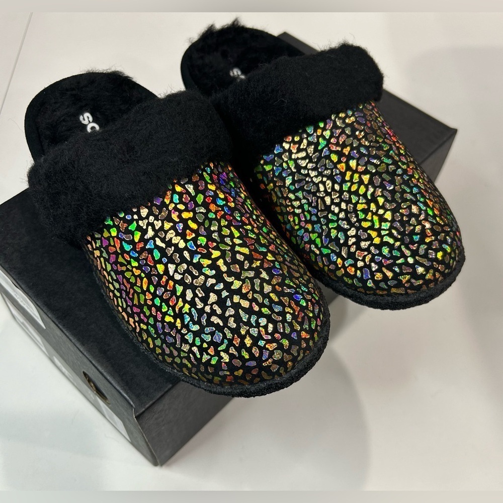 Sorel Boys Girls 3C Nakiska Slide II Slippers - Suede Black Pattern NWT
